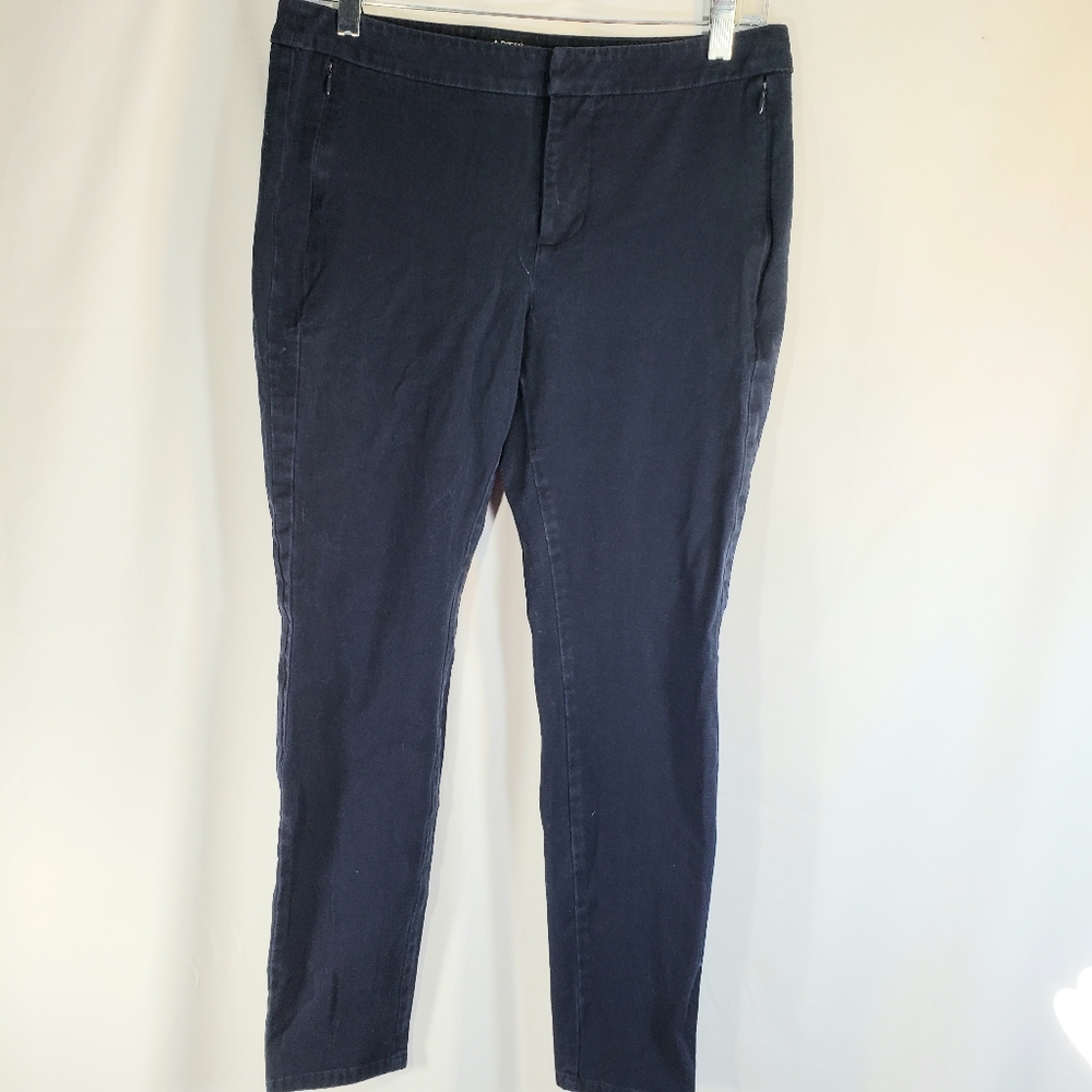 Apt 9 Modern Fit Navy Mid-Rise Zipper Pockets Cotton Pants Size 8